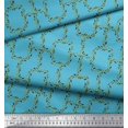 thumbnail image 3 of Soimoi Blue Rayon Crepe Fabric Leaves & Geometric Print Sewing Fabric Yard 46 Inch Wide, 3 of 5
