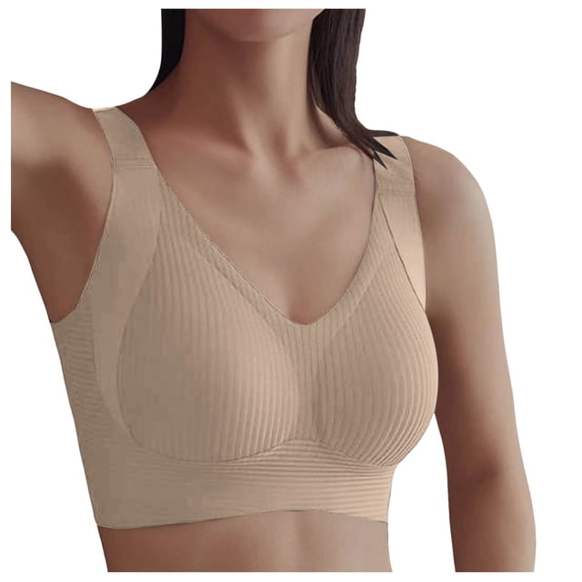 Kcodviy Women's Comfortable and Transparent Sports Bra with Padding Shoulder Strap Cordless Backless Plus Size Sports Bra Spongeless with Convertible Shoulder Bras Pack for Women Straps