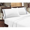thumbnail image 1 of Greek Design Ultra Soft Egyptian Comfort Embroidery Sheet Set (King, White & Grey), 1 of 1