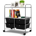 thumbnail image 1 of Patiojoy 4-Drawer Rolling Storage Cart Metal Rack Organizer Shelf with Wheels Black, 1 of 5