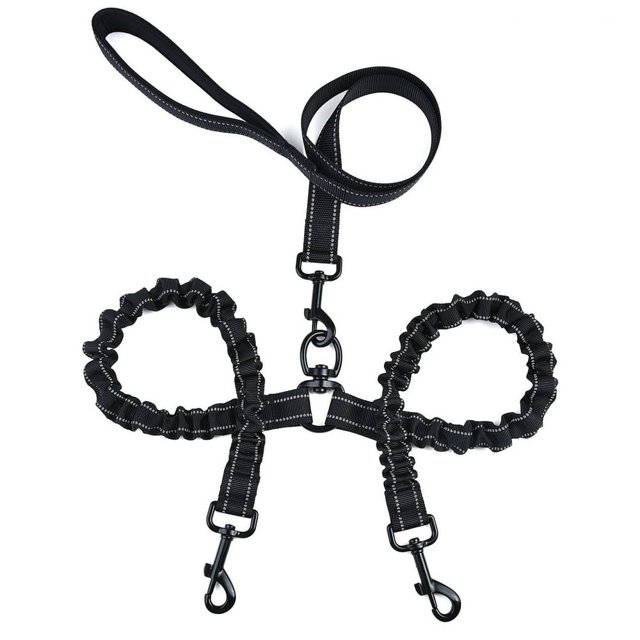 One Tow Two Leash 2 Dog Rope Elastic Cushion Dog Leash Dog Walking Leash Dog Belt Double