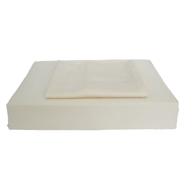 Maholi Bamboo Solid Duvet Cover Set in a front-facing view featuring a folded cream-colored duvet cover on a matching fitted sheet, made from 100% rayon from bamboo for breathability and softness, ideal for enhancing sleep comfort and suitable as a lightweight cover in warmer seasons.
