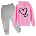 thumbnail image 1 of RXIRUCGD Mode Filles et Garçons Enfants Décontracté Manches Longues Imprimé Hauts Manches Longues Ensemble à Capuche (Rose, Taille : 7 Ans), 1 of 2