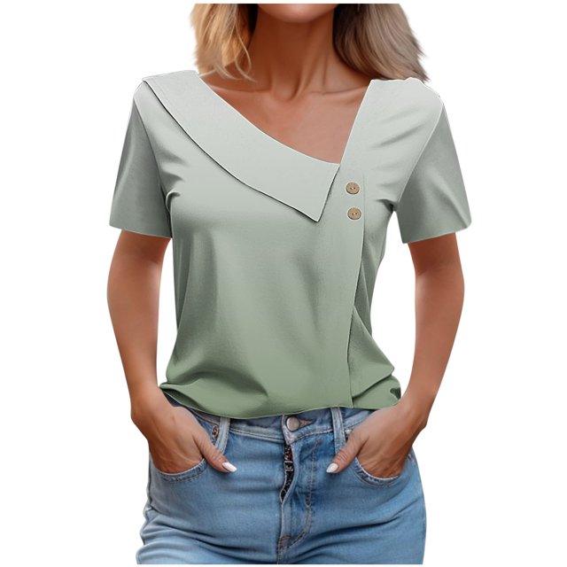 Blouses for Women Womens V-Neck Casual Short-Sleeved Spring And Summer Top