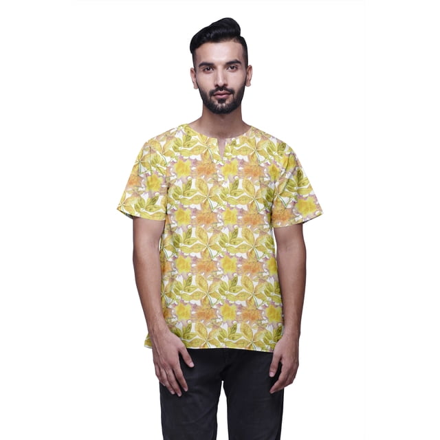 Atasi Short Kurta For Men Stylish Printed Cotton Cambric Summer Clothing