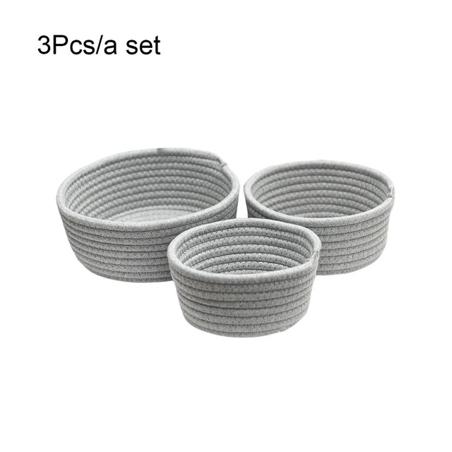 ziyahi 3 Pieces/Set Storage Basket Washable Cotton Braided Replacement Underwear Socks Living Room Sundries Makeup Container Organizer Light Grey
