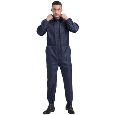 Runhomal Men's Work Overalls Mechanic Uniform Workshop Auto Workwear Coverall Jumpsuit Navy Blue XL/175