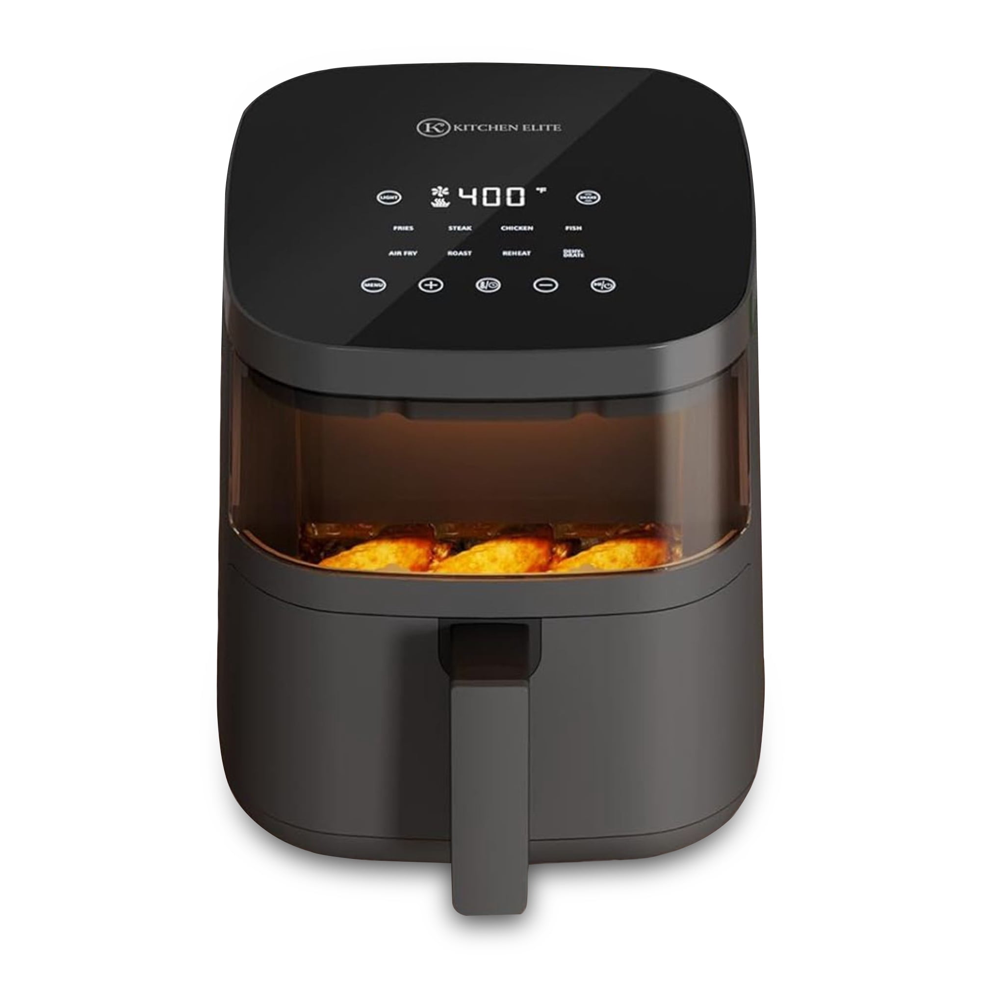 Kitchen Elite 4 Quart Digital Air Fryer Oven, Window, Touchscreen, Compact Cooker, Gray