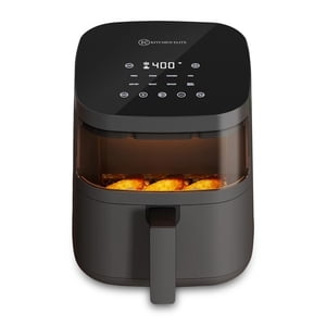 Kitchen Elite 4 Quart Digital Air Fryer Oven, Window, Touchscreen, Compact Cooker, Gray