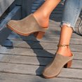 thumbnail image 4 of Women's Comfortable Slip On Chunky Heel Dressy Sandals Retro Suede Mules Open Back Non Slip Walking Clogs Red Size 9.5, 4 of 8