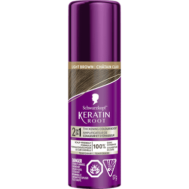 Schwarzkopf Keratin Root Temporary Hair Colour Spray, Light Brown - Salon Inspired Temporary Hair Dye, for up 100% Grey Coverage and Thicker Looking Roots, Ammonia free