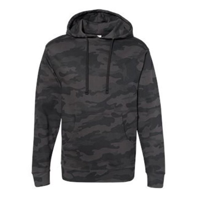 Midweight Hooded Sweatshirt, Black Camo - Small
