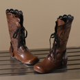 thumbnail image 4 of LOVZFMLL Bottes pour Femmes Mi-Mollet Bottes d'Hiver à Lacets Bout Rond Sangles Ajustables Talon Plat Mode Automne Hiver Bottes Chaussures, 4 of 7