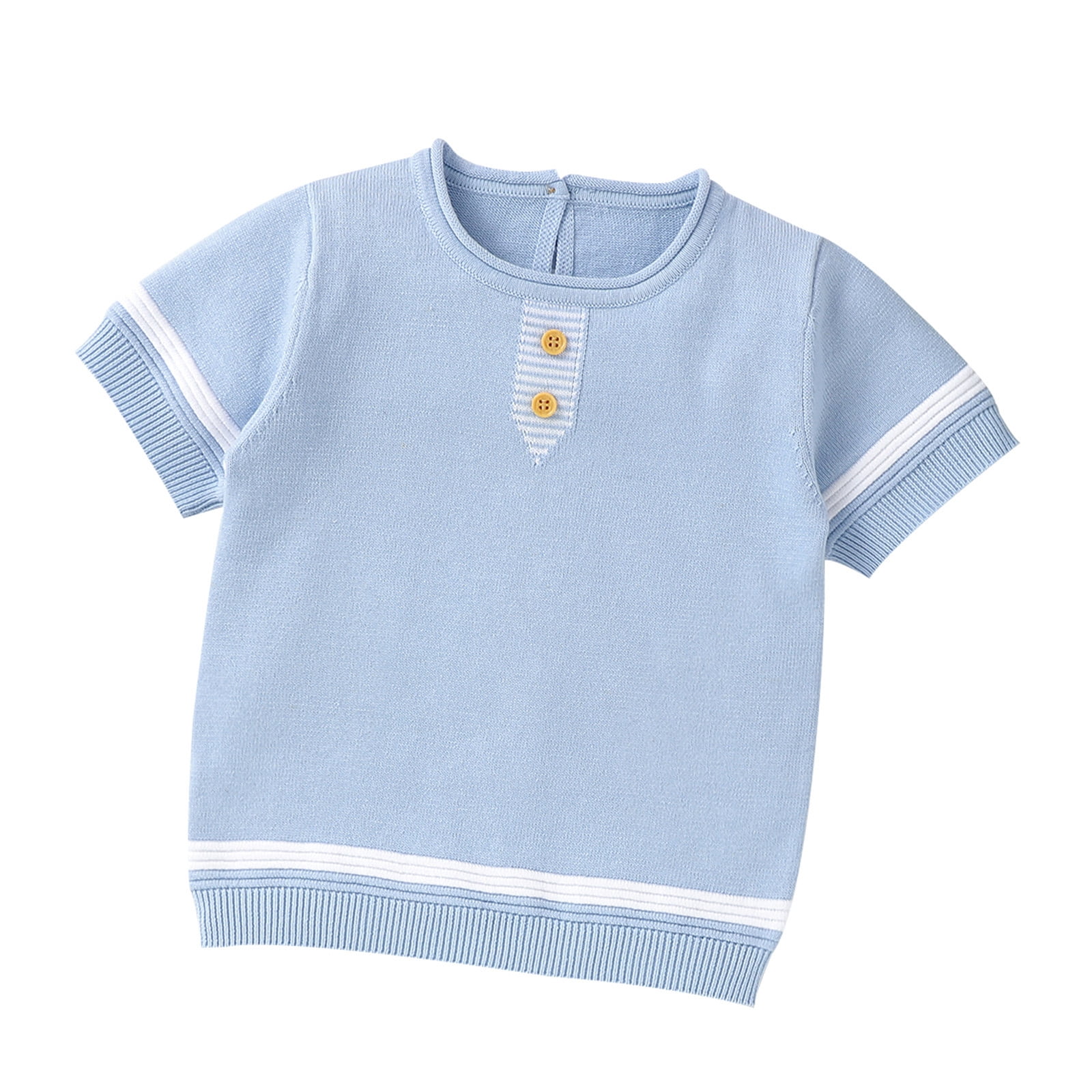 B91xZ Grands T-Shirts pour Filles Manches Courtes Col Rond T-Shirt Résistant pour Enfants, Bleu Clair 0-3 Mois
