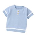 thumbnail image 1 of B91xZ Grands T-Shirts pour Filles Manches Courtes Col Rond T-Shirt Résistant pour Enfants, Bleu Clair 0-3 Mois, 1 of 5