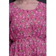 thumbnail image 4 of Bimba Robe Midi Boutonnée à Feuilles Roses et Oiseau Flowerpecker pour Femmes Tunique à Manches Longues Haut Smocké - X-Grand, 4 of 7