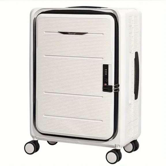 Valise Rigide en PP Pliable/escamotable Travlr'S Bubble, Légère, 24 Pouces, Chariot d'Enregistrement avec Serrure TSA et Roues Pivotantes Silencieuses - Blanc