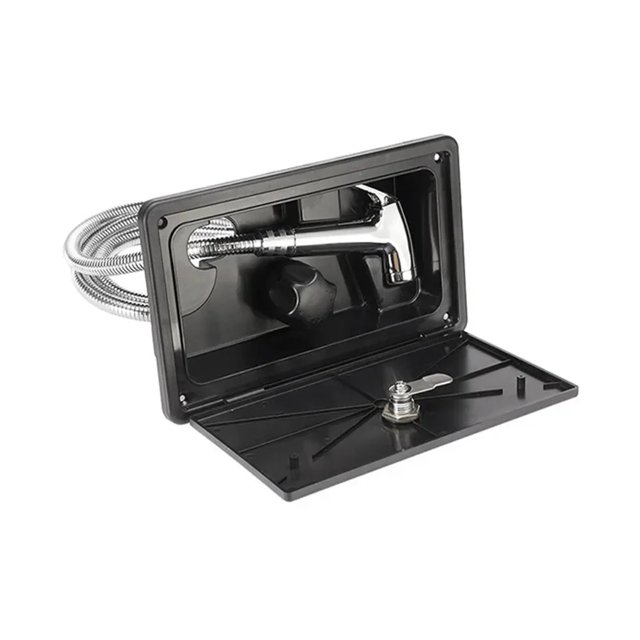 Douchette Extérieure pour VR, Pommeau de Douche Réglable, Volume d'Eau Chaud et Froid avec Verrou, Accessoires pour Caravane et Véhicule Récréatif, Installation Facile