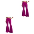 thumbnail image 4 of Decodeary Pantalon Confortable Taille Haute Léger Extensible Bas Cloche Violet m 2Set, 4 of 6