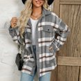 thumbnail image 4 of MeetoTime Womens Fleece Lined Flannel Shacket Jacket Oversized Button Up Plaid Jackets Winter, 4 of 6