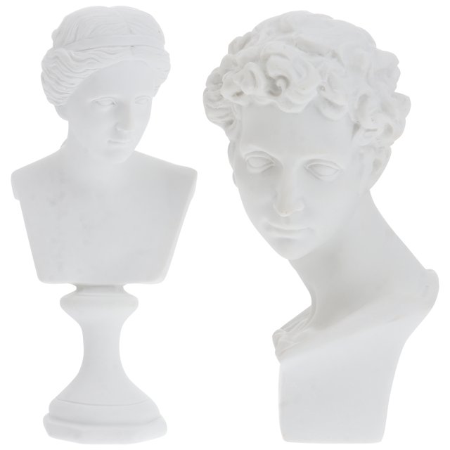 MasteelfCA 2pcs Mini Greek Bust Statues Adornment Decorative Resin Crafts Resin Sculpture