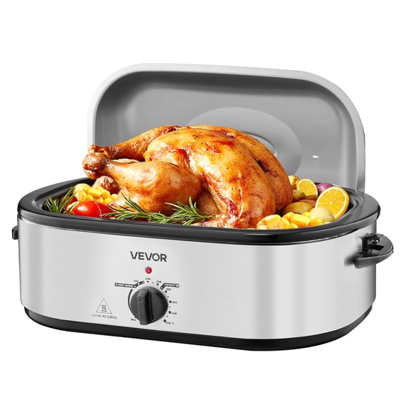 VEVOR Rôtissoire 20 Qt Rôtissoire Électrique avec Couvercle Auto-Arroseur, Rôtissoire Électrique 1450 W avec Fonction Décongélation et Maintien au Chaud
