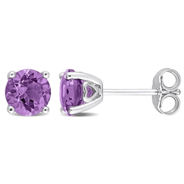 Boucles d'oreilles Miabella à Solitaire Améthyste en Argent Sterling