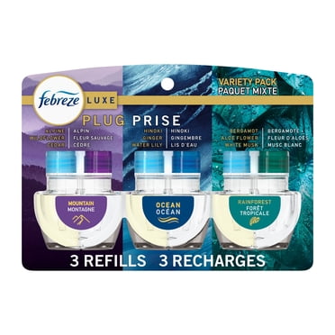 Febreze Plug In Air Freshener, Odour-Fighting Scented Oil Refill, Elemental Scent Mix, 3 Refills