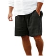 thumbnail image 1 of Plebaso Mens Shorts Summer Beach Shorts with Drawstring Solid Color Lightweight Vacation Pocket Shorts, 1 of 6