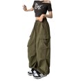 thumbnail image 5 of RKSTN Womens Pants Ladies' Solid Color High Waist Wide Leg Casual Drawstring Work Pants Loose Fitting Long Pants, 5 of 5