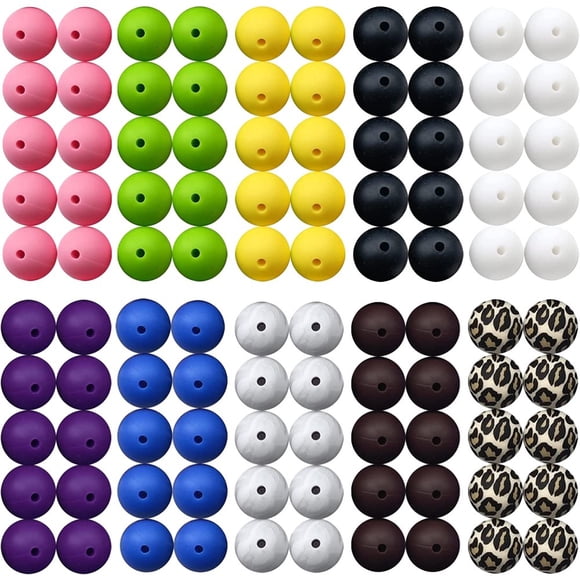 100 Pcs Perles en Silicone pour Bijoux Perles au Design Coloré Bricolage Fait Main Fabrication de Perles