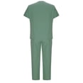 thumbnail image 3 of Yanlir Pants Sets for Women Solid Color Drawstring Pants Protective-Suit Short Sleeve V-Neck Shirts Sets with Pockets 2 Piece Outfits(Green,S), 3 of 5