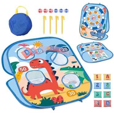 Jeu de Lancer de Sacs de Sable 3-en-1 pour Jouer à l'Extérieur Comprenant un Plateau, des Sacs et des Balles, Jouet de Fête Familial pour Enfants, Portable et Pliable