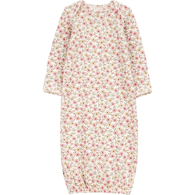 Carter's Child of Mine Robe pour Bébé Fille Multi-Fleurie avec Vue Frontale d'Une Robe de Nuit pour Nourrisson à Manches Longues en Tissu jersey Peluche, Présentant un Imprimé Floral Rose et Jaune sur Fond Blanc, Coupe Extensible, et Poignets et Bas Élastiques pour un Habillage Facile et le Confort, Format pour Nouveau-Nés à 3 Mois.