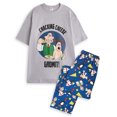 thumbnail image 1 of Wallace And Gromit Mens Grey Short Sleeve Long Leg Pyjama Set, 1 of 5