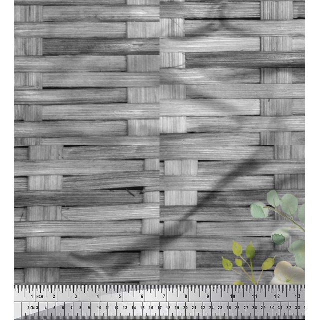 Soimoi Gray Rayon Fabric Check,Leaves & Floral Print Sewing Fabric BTY 56 Inch Wide