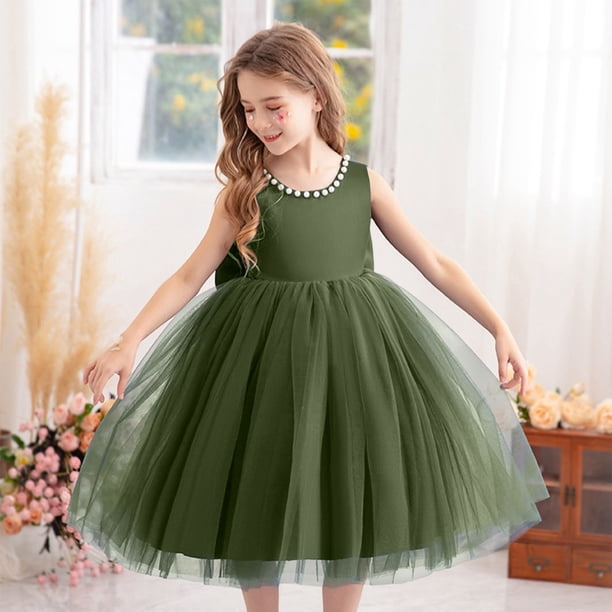 girls army green dress QHFBli Flower Wedding Formal KidsPageant Dress Girl Pirncess Prom Birthday Party Dress 3-4 Years Drop1 2.27.26