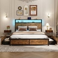 thumbnail image 4 of Gymax Queen Industrial Platform Bed Frame w/ Storage Drawers & LED Lights Headboard, 4 of 10