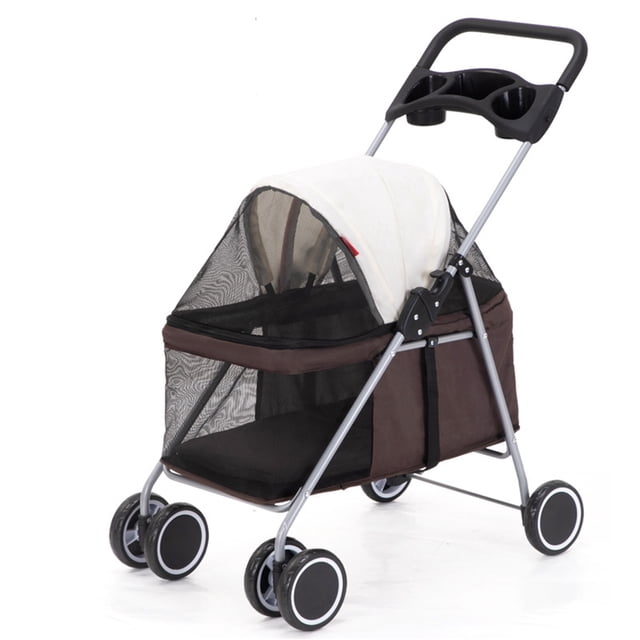 Dog Stroller, 4 Wheels Folding Pet Stroller Portable Cat Puppy Jogging Stroller with Multi Facetedfor Puppy Cats Rats Rabbits Outings