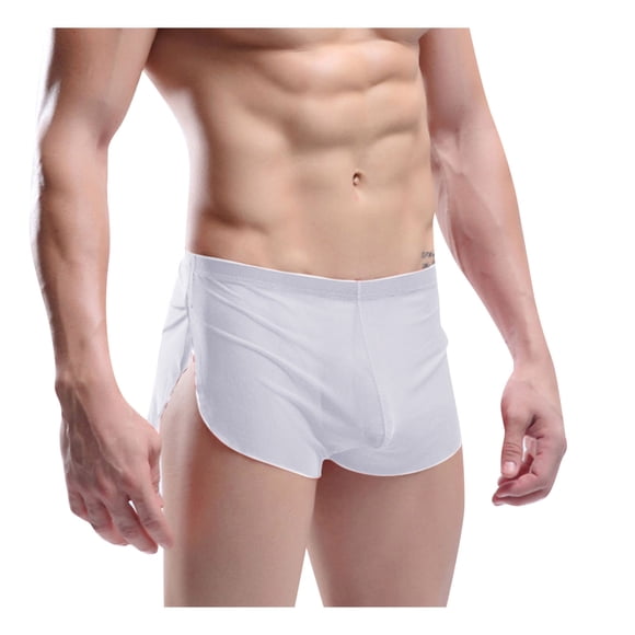 FRSASU Men's Boxer Brief Underwear Boxers Shorts CasualBreathable Fit Split Athletic Underpants Shorts White