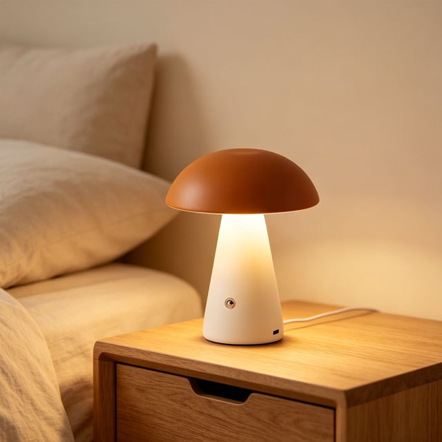 Birdeem Lampe de Table Champignon Rechargeable, Lampe de Chevet à DEL à Intensité Réglable, Veilleuse d'Ambiance Sans Fil, Lampe de Bureau à Commande Tactile pour Salon, Chambre et Chambre de Bébé