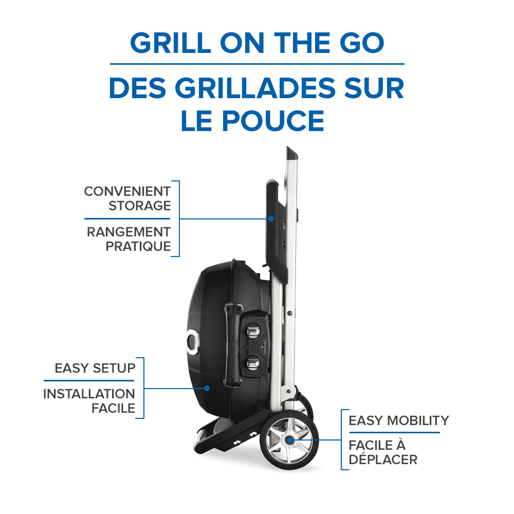 Napoleon TravelQ PRO285X Portable Propane Gas BBQ Grill with Scissor Cart, Black