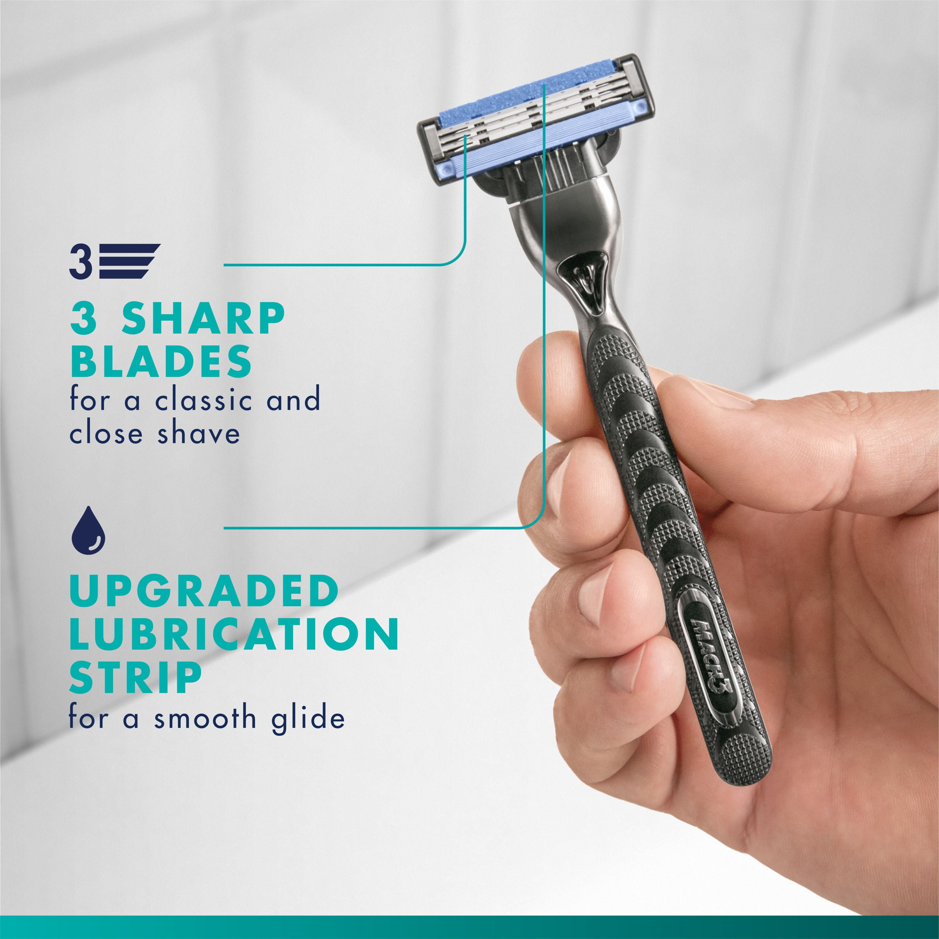 Gillette Mach3 Recharges de Lames de Rasoir Cartouches de Rasoir, Recharges de Rasoir pour Hommes avec Bande Lubrifiante, Lames de Rasoir à 3 Lames pour un Rasage de Près 12ct