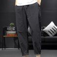 thumbnail image 1 of RXIRUCGD Pantalon Décontracté d'Été pour Hommes avec Boutons, Taille Élastique et Poches, Noir, Taille : 4TG, 1 of 5
