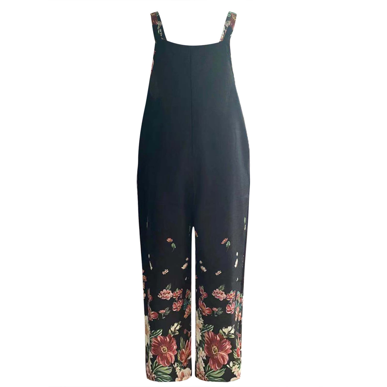 Salopette Pantalon Mode pour Femmes, Combishort Imprimé à Boutons, Combinaison à Bretelles