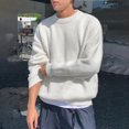 thumbnail image 4 of LNWUY Chandails à Col Rond pour Hommes Automne Hiver Couleur Unie Tricoté Manches Longues Coupe Ajustée Chandails Décontractés Amples Chauds Chandails Blancs TG, 4 of 5