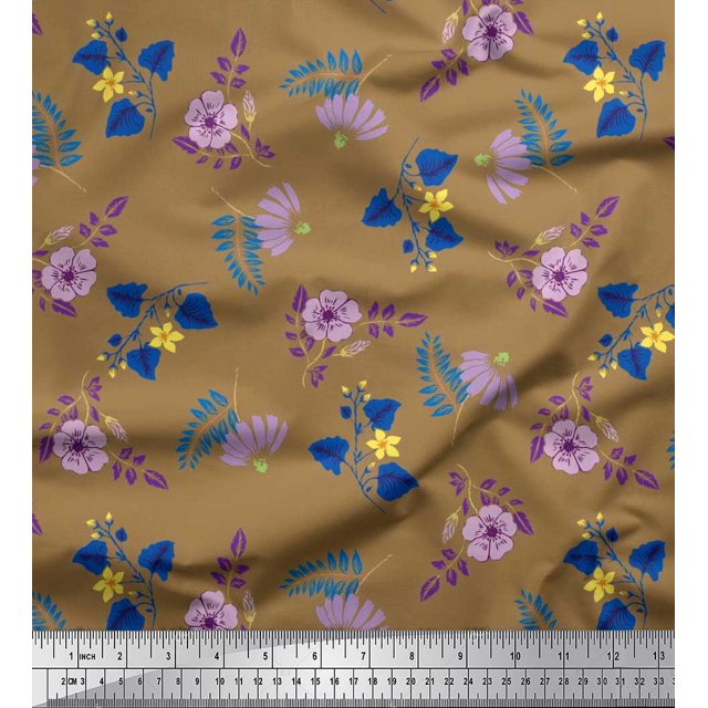 Soimoi Blue Poly Georgette Fabric Diamond Geometric Printed Craft Fabric by the Yard 42 Inch Wide
