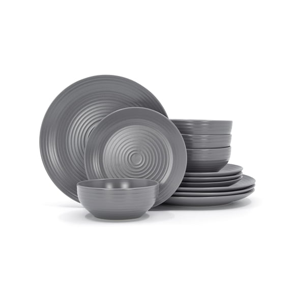 HOMETRENDS Evelyn 12pc Dinnerware Set Grey