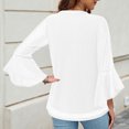 thumbnail image 3 of Meichang Clearance Womens Tops Ruffle 3/4 Sleeve Notch V Neck Double Layers Mesh Shirts Dressy Casual Flowy Blouses for Work, 3 of 7