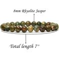 thumbnail image 2 of Bracelet Extensible Unisexe en Perles Rondes de 8 mm avec Pierre Précieuse Jaspe Rhyolite Naturelle 7 Pouces, 2 of 5